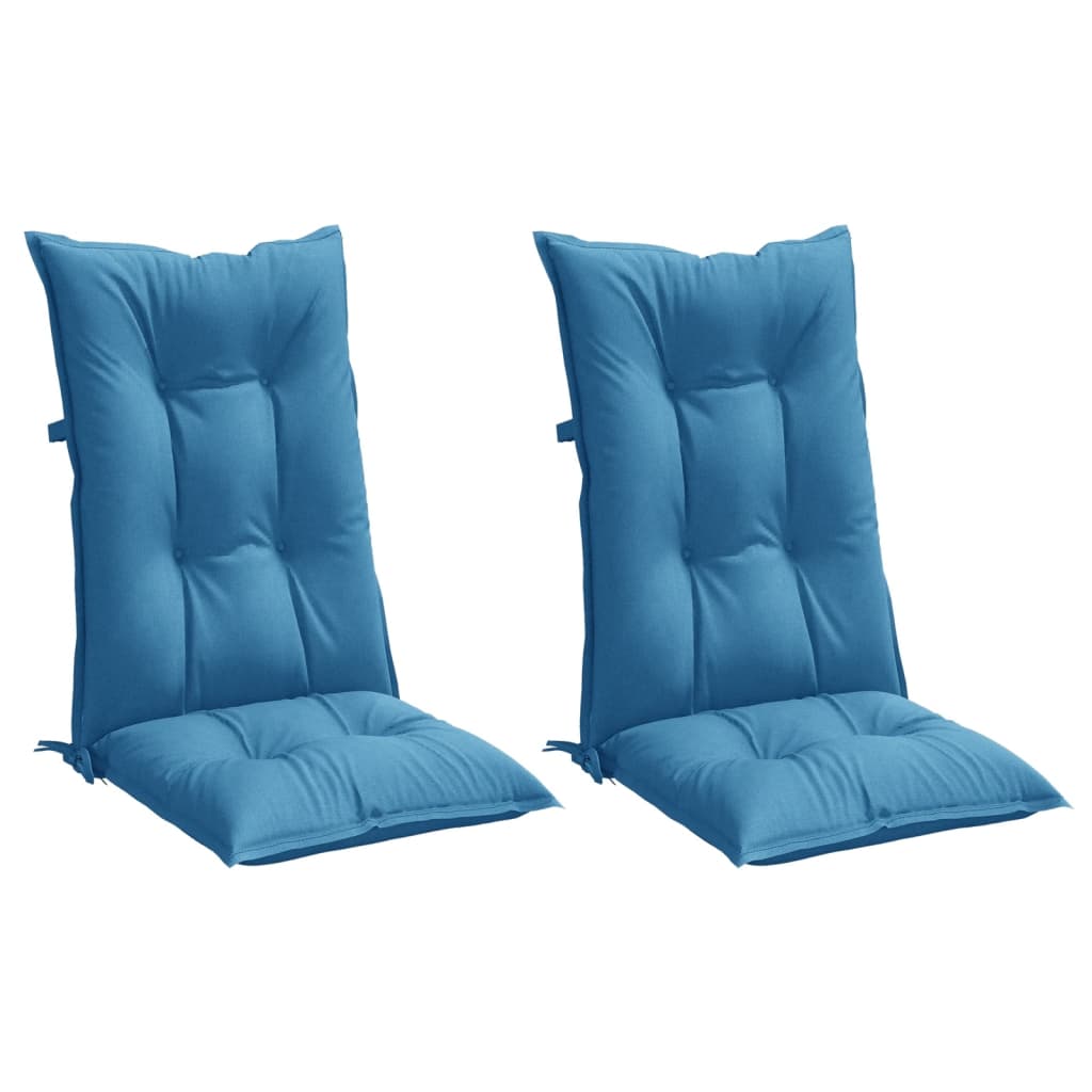 Cuscini Sedia Schiena Alta 2 Blu Mélange 120x50x7 Tessuto | homemem39