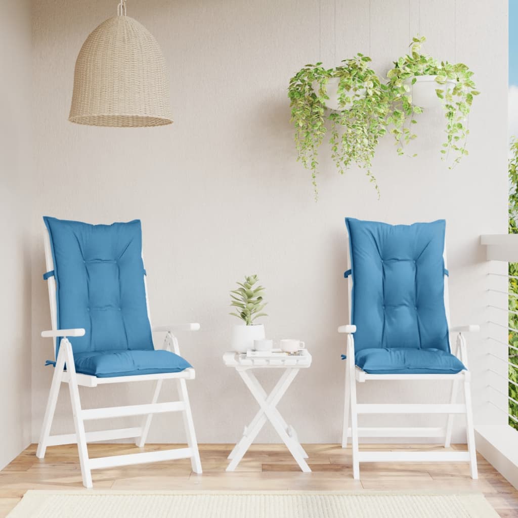 Cuscini Sedia Schiena Alta 2 Blu Mélange 120x50x7 Tessuto | homemem39