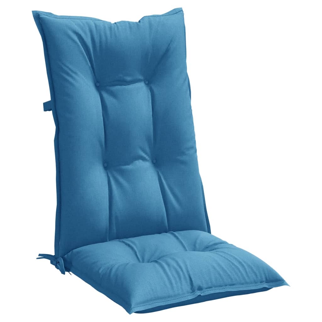 Cuscini Sedia Schiena Alta 2 Blu Mélange 120x50x7 Tessuto | homemem39