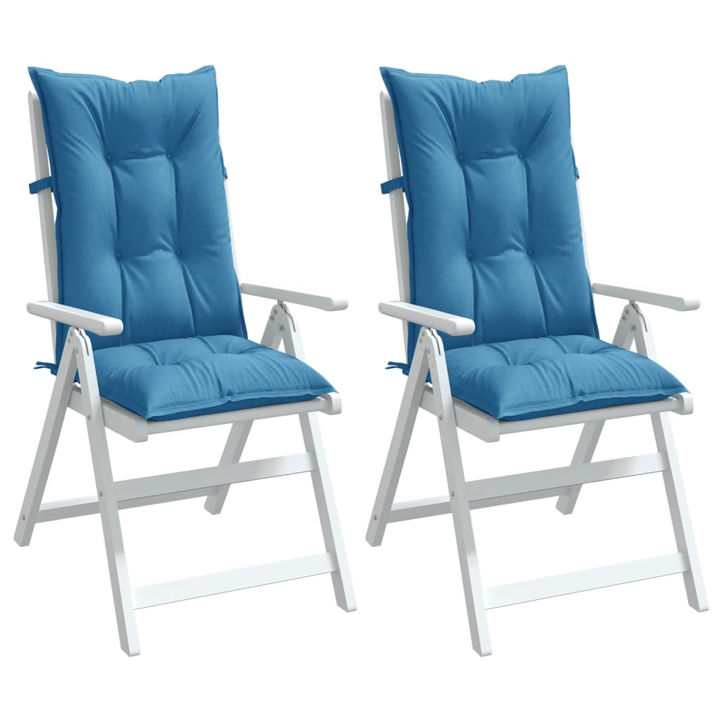 Cuscini Sedia Schiena Alta 2 Blu Mélange 120x50x7 Tessuto | homemem39