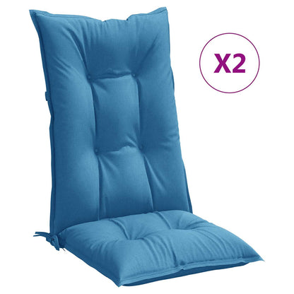 Cuscini Sedia Schiena Alta 2 Blu Mélange 120x50x7 Tessuto