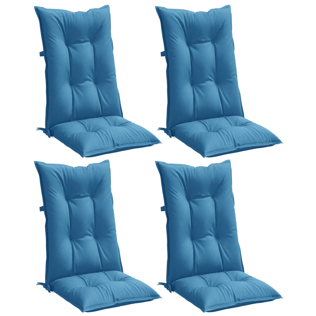 Cuscini Sedia Schiena Alta 4 Blu Mélange 120x50x7 Tessuto | homemem39