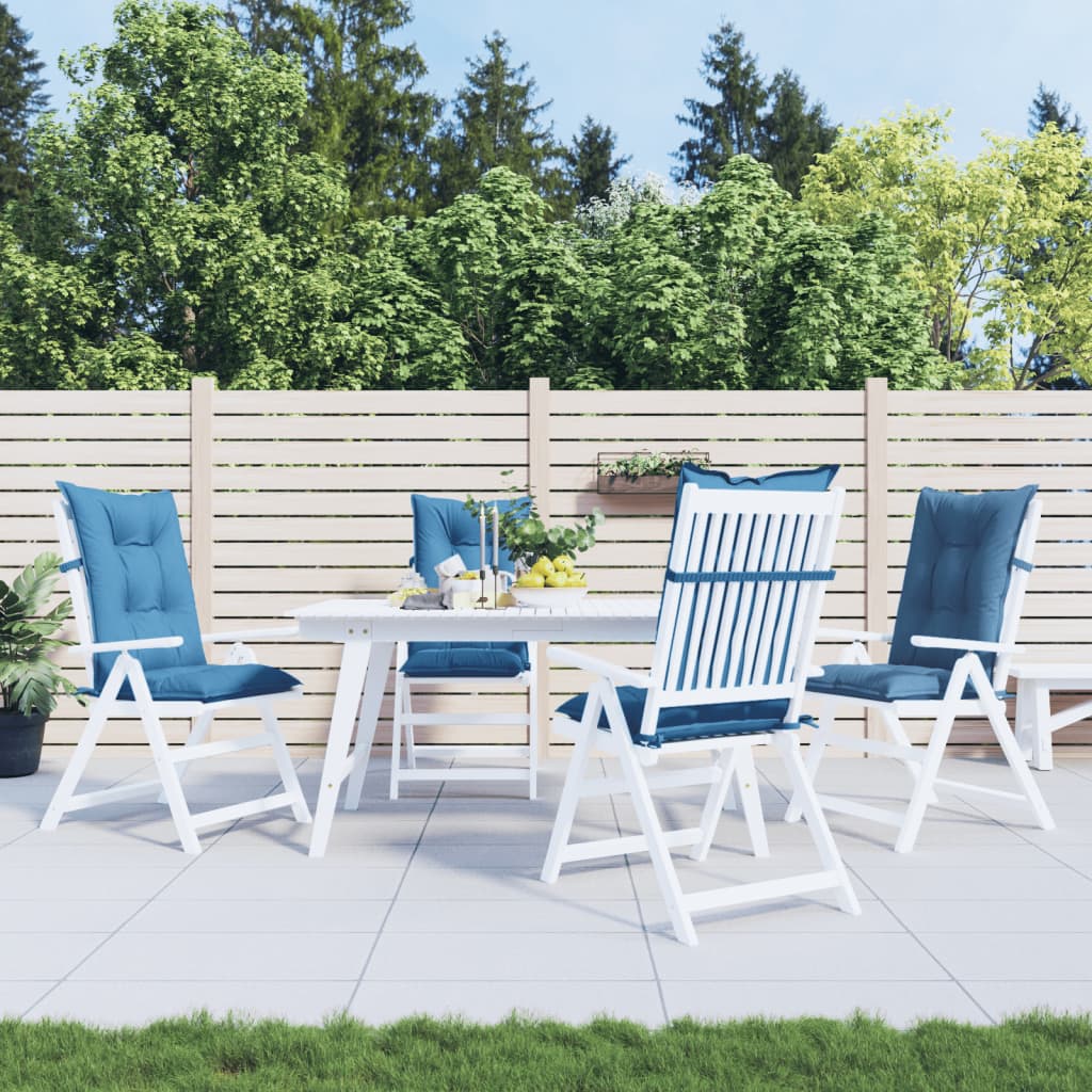 Cuscini Sedia Schiena Alta 4 Blu Mélange 120x50x7 Tessuto | homemem39