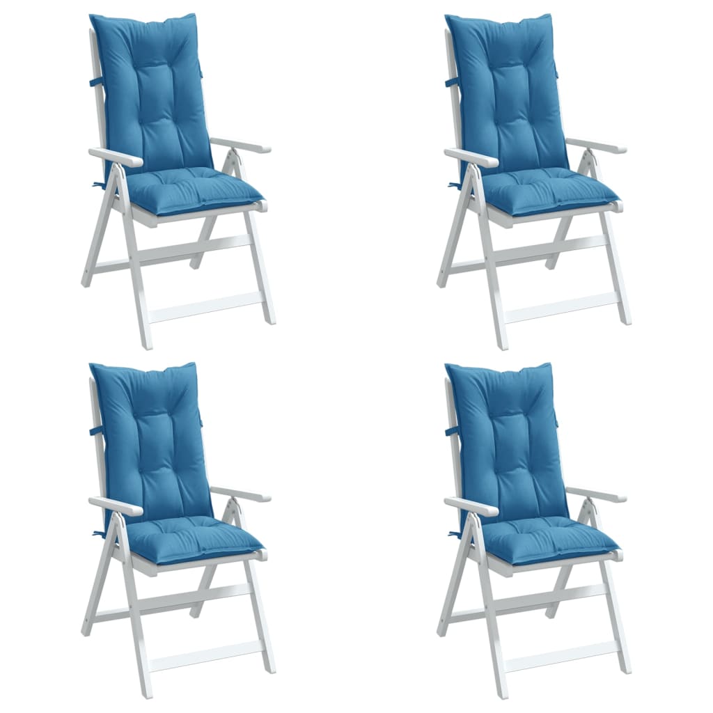 Cuscini Sedia Schiena Alta 4 Blu Mélange 120x50x7 Tessuto | homemem39