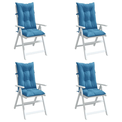 Cuscini Sedia Schiena Alta 4 Blu Mélange 120x50x7 Tessuto | homemem39
