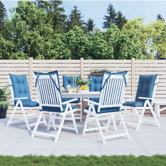 Cuscini Sedia Schiena Alta 6 Blu Mélange 120x50x7 Tessuto | homemem39