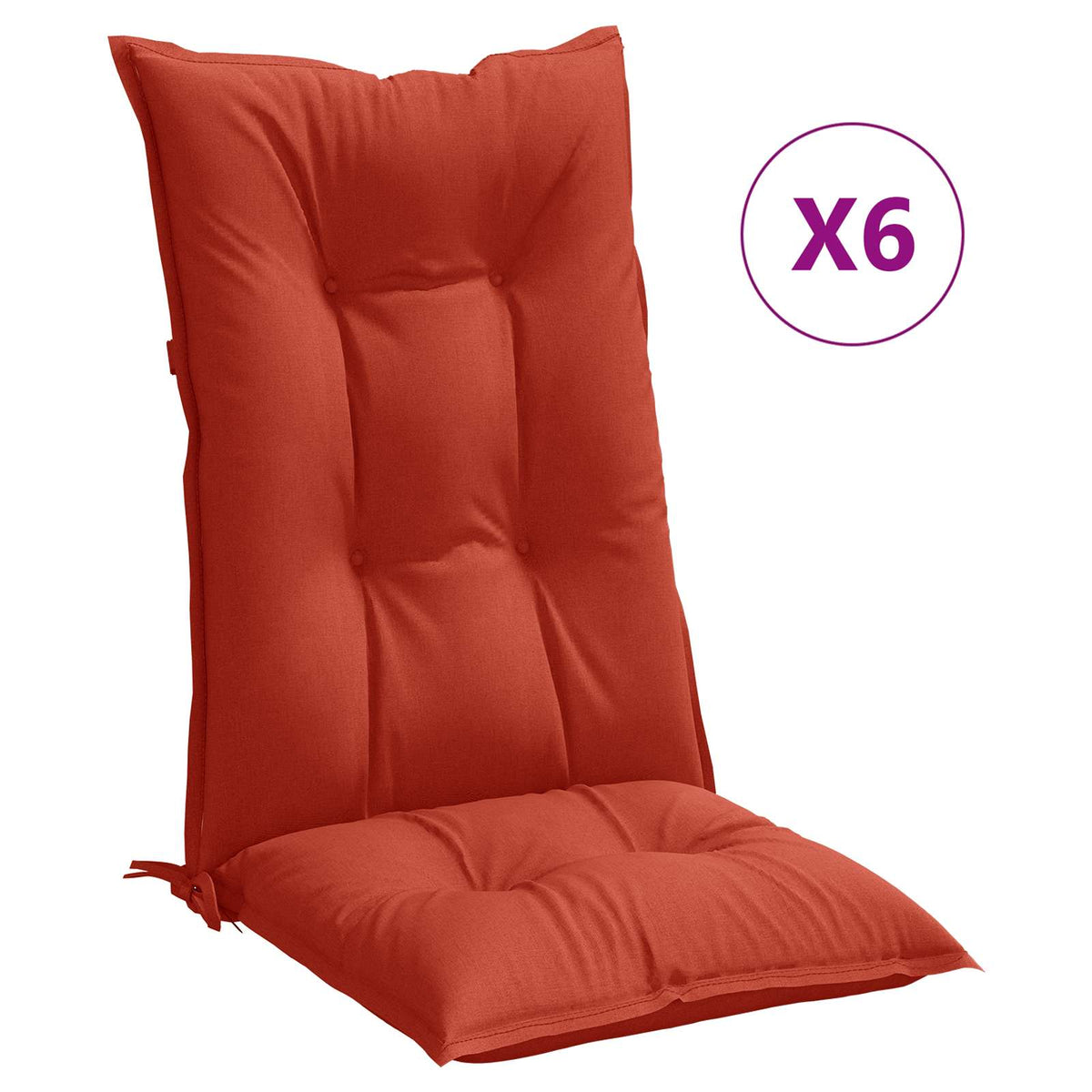 Cuscini Sedia Schiena Alta 6 Rosso Mélange 120x50x7 Tessuto