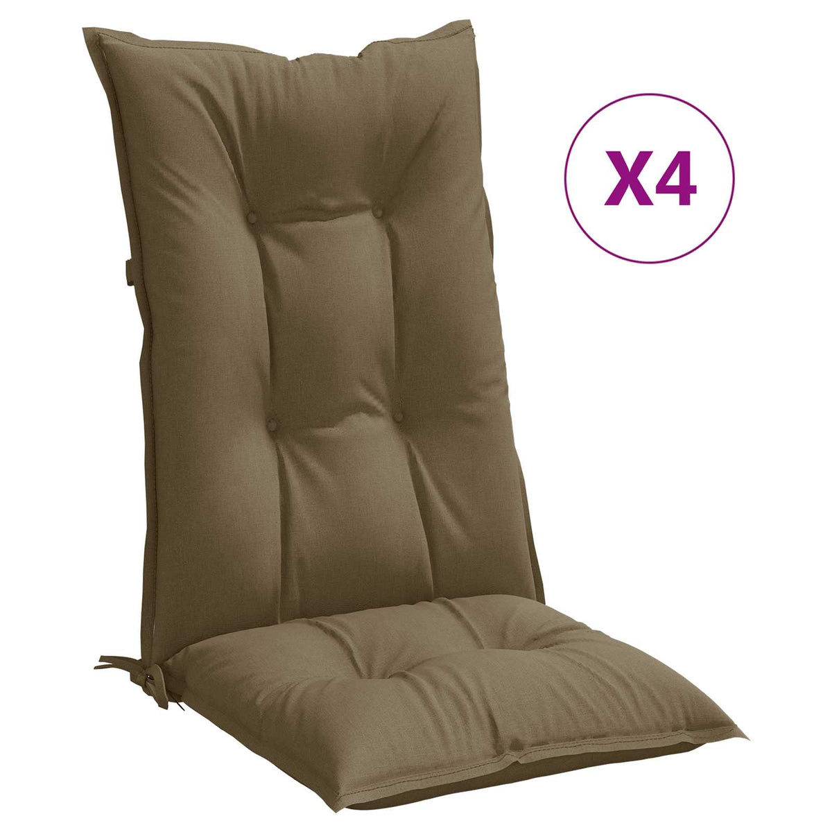 Cuscini Sedia Schiena Alta 4 Tortora Mélange 120x50x7 Tessuto
