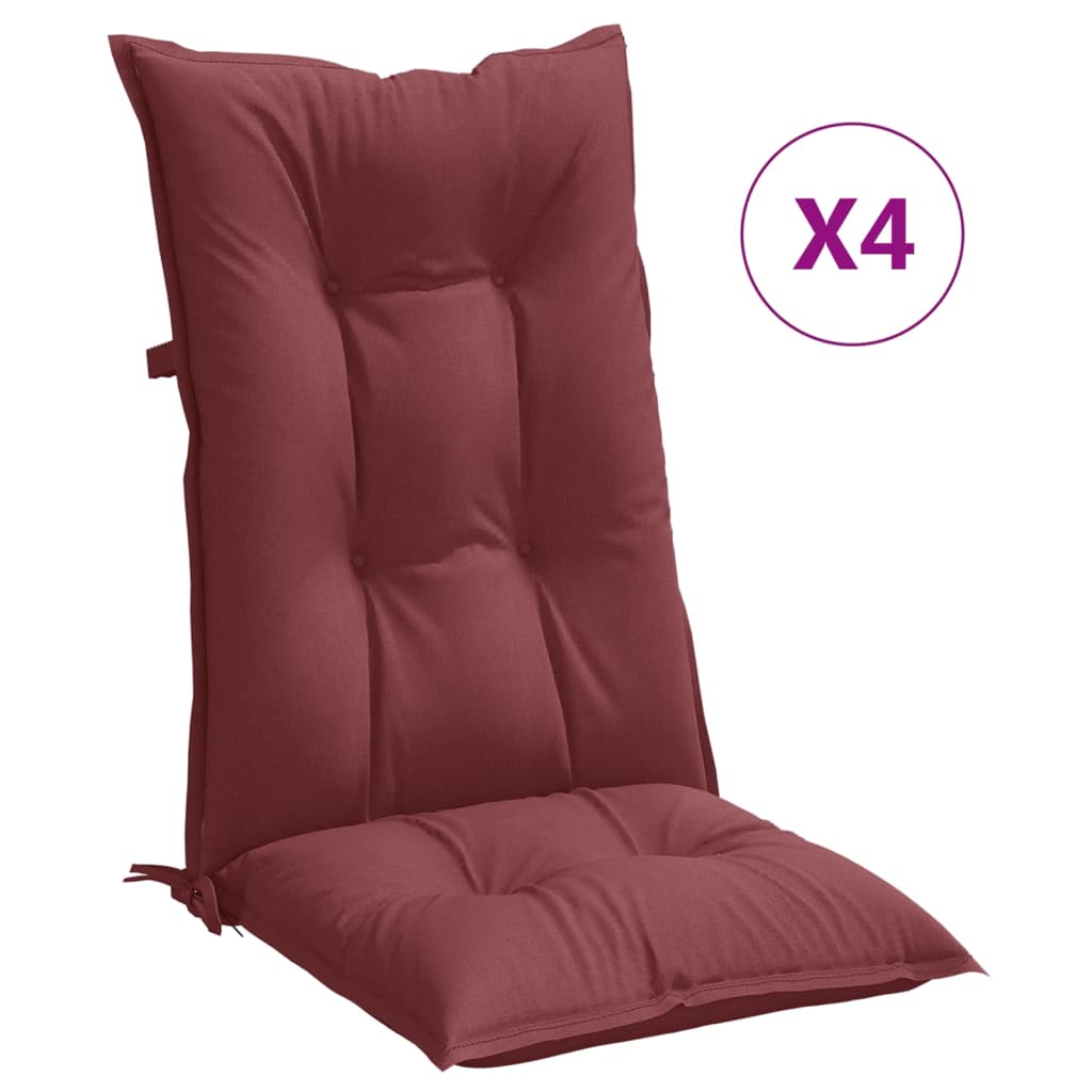 Cuscini Sedia Schiena Alta 4 Rosso Vino Mélange 120x50x7 cm | homemem39