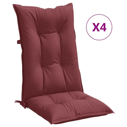 Cuscini Sedia Schiena Alta 4 Rosso Vino Mélange 120x50x7 cm | homemem39