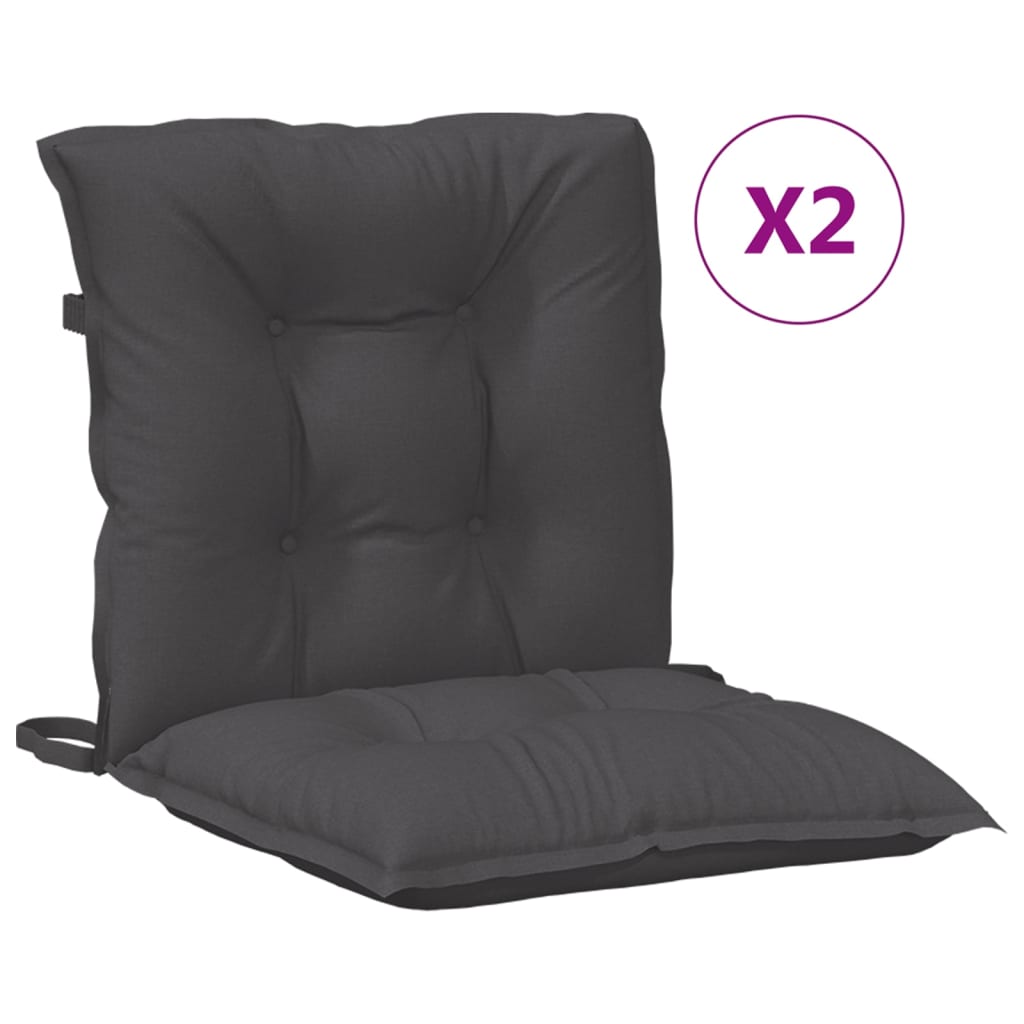 Cuscini Sedia Schiena Bassa 2 pz Antracite Mélange 100x50x7 cm | homemem39