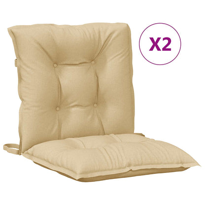 Cuscini Sedia Schiena Bassa 2 pz Beige Mélange 100x50x7 Tessuto