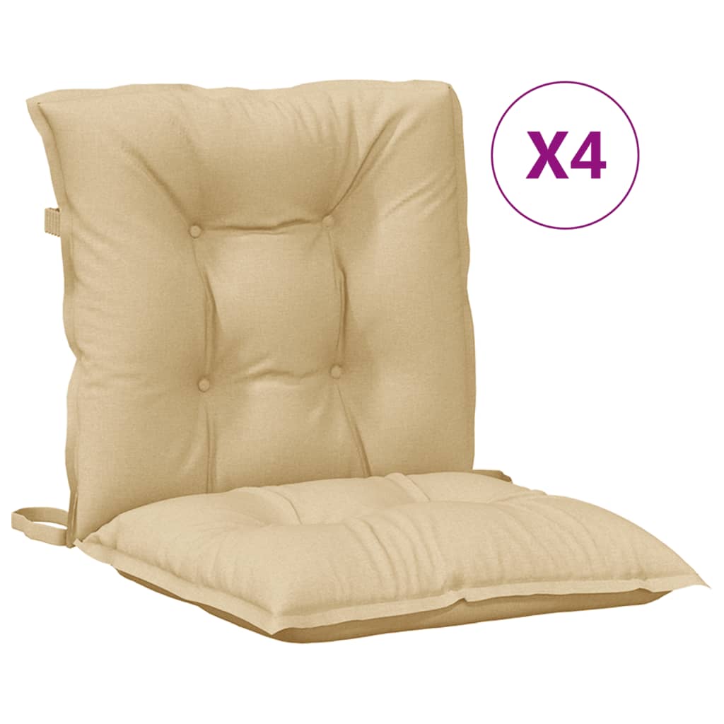 Cuscini Sedia Schiena Bassa 4 pz Beige Mélange 100x50x7 Tessuto | homemem39