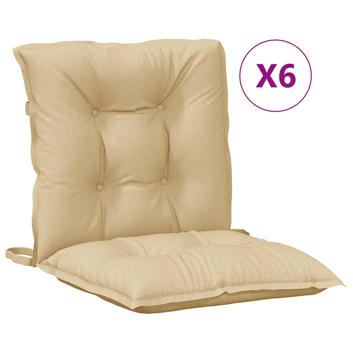 Cuscini Sedia Schiena Bassa 6 pz Beige Mélange 100x50x7 Tessuto