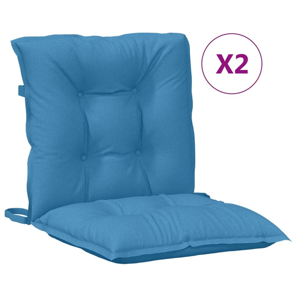 Cuscini Sedia Schiena Bassa 2 pz Blu Mélange 100x50x7 Tessuto | homemem39