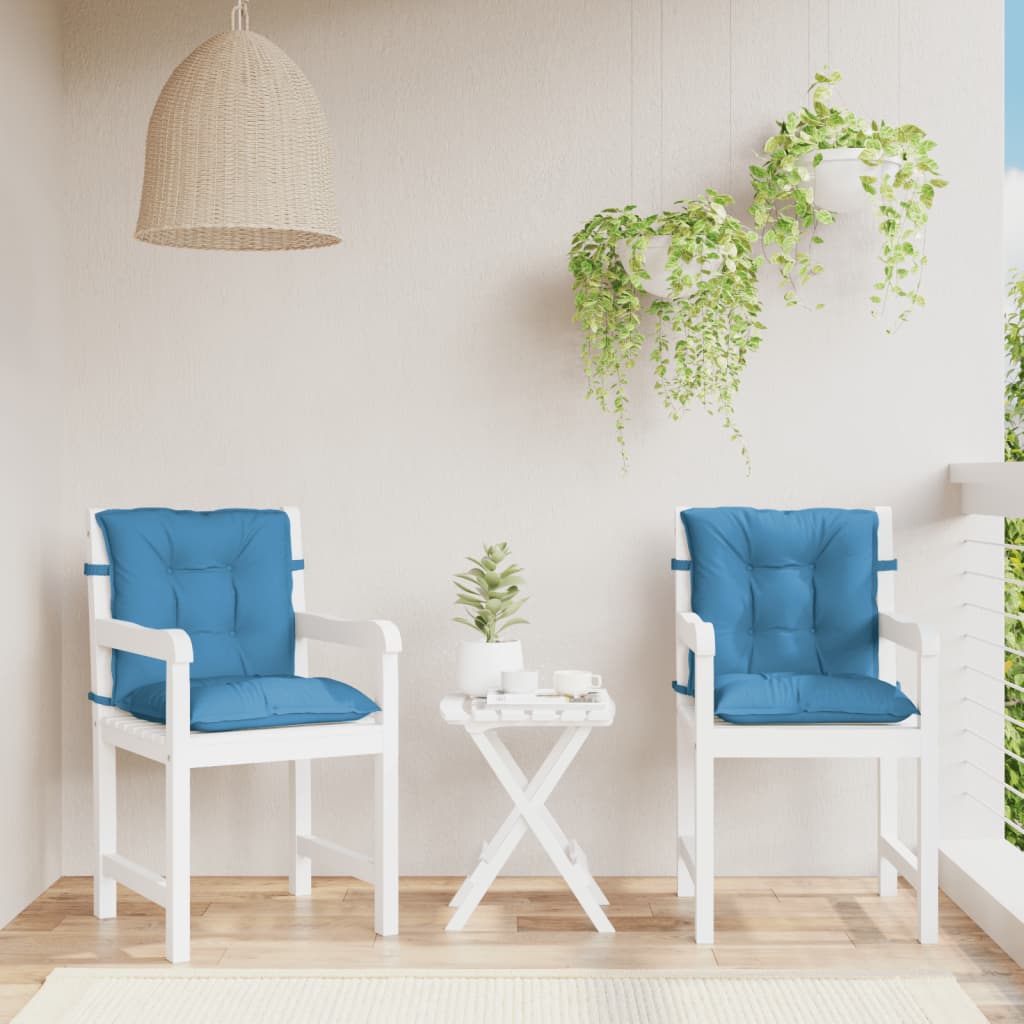 Cuscini Sedia Schiena Bassa 2 pz Blu Mélange 100x50x7 Tessuto | homemem39