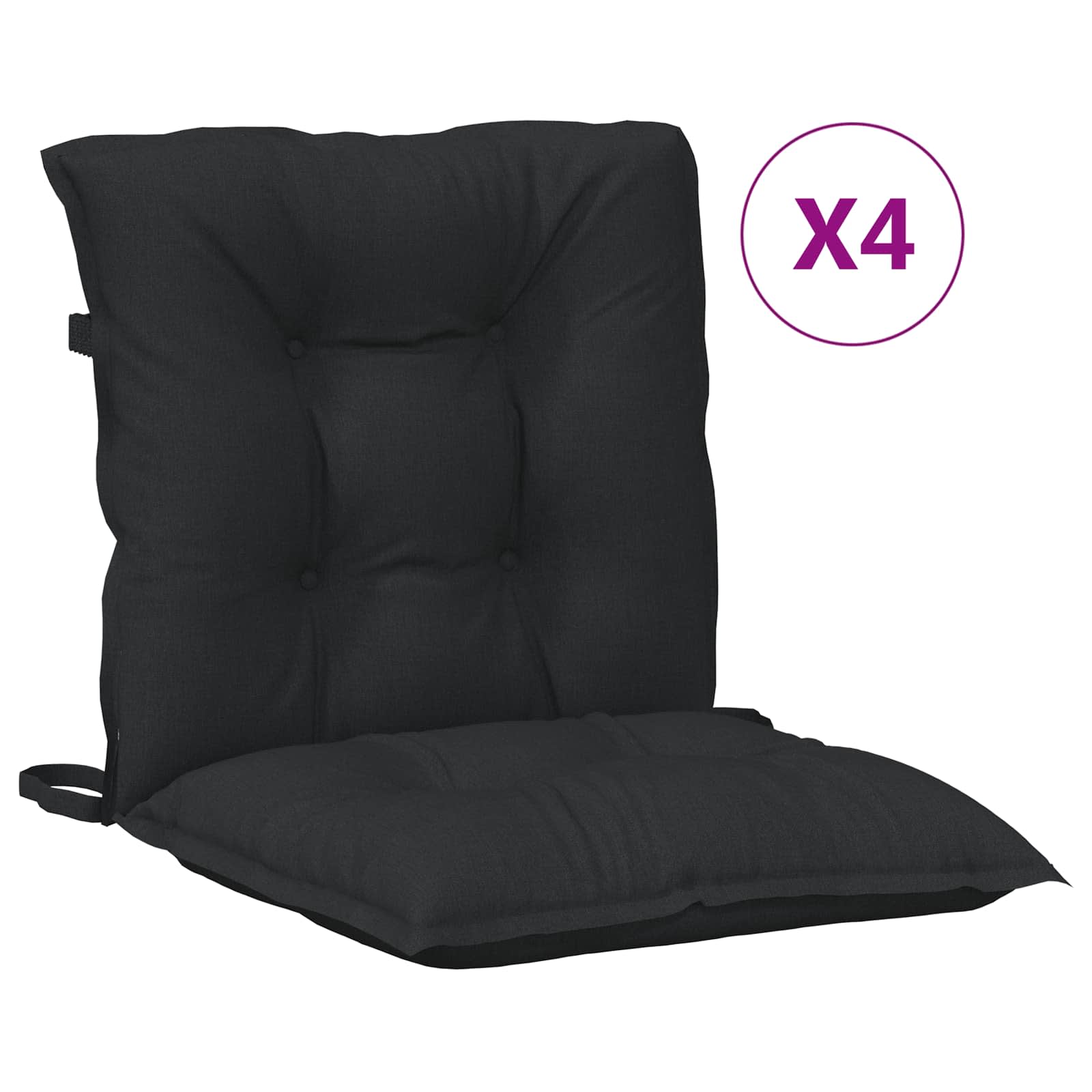 Set di Cuscini per Sedia Bassa 4 pcs Melange Nero | homemem39