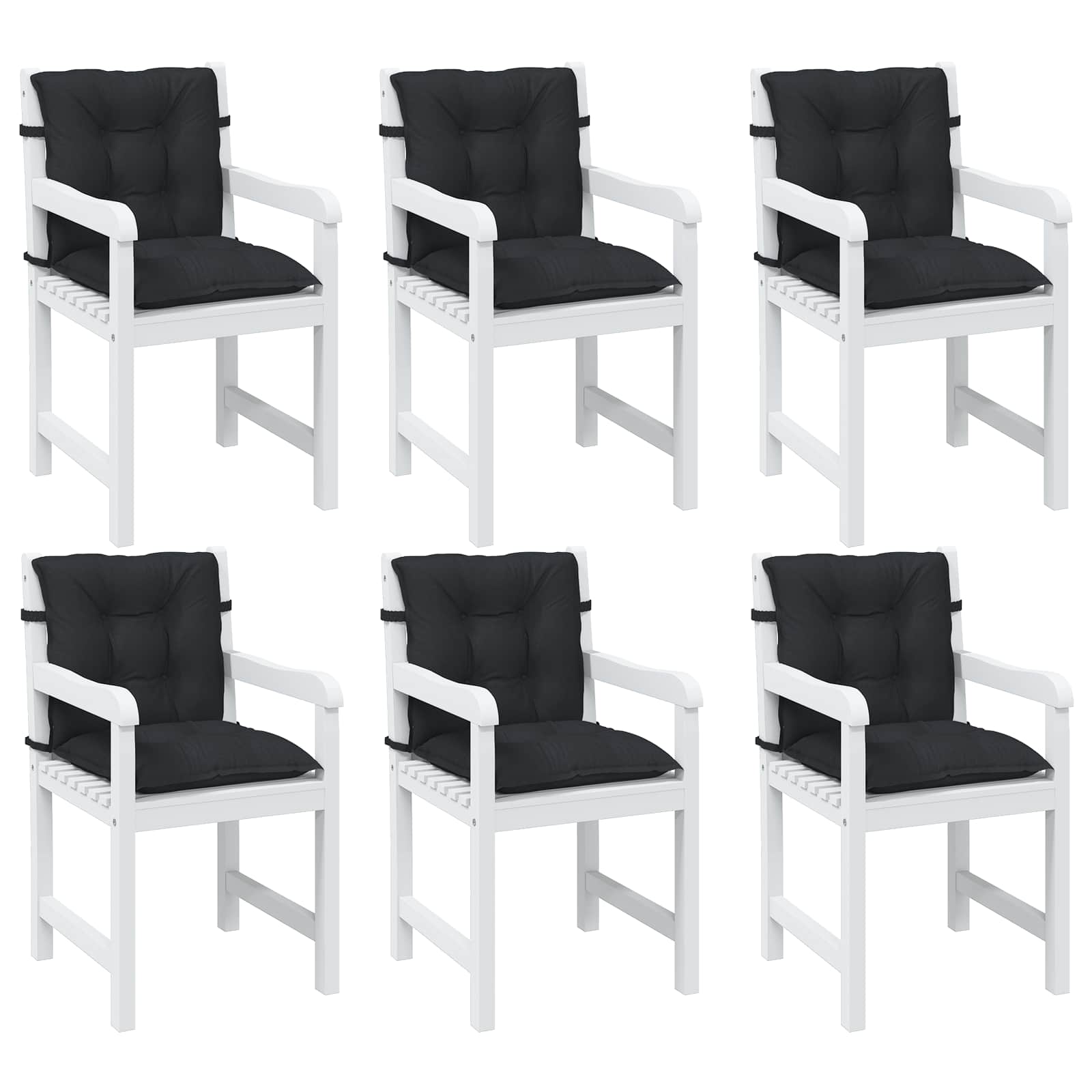 Set di Cuscini per Sedia Bassa 6 pcs Melange Nero | homemem39