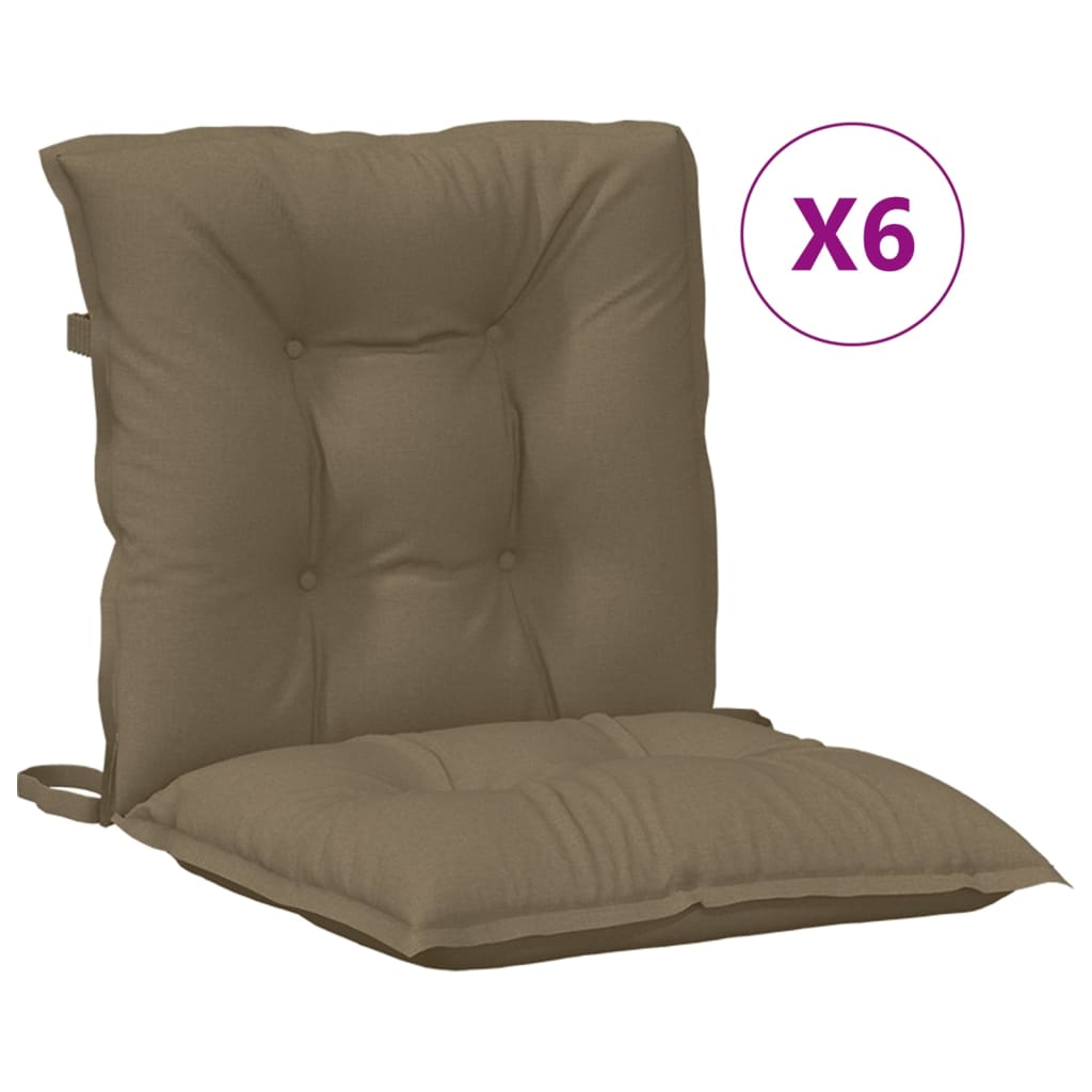 Cuscini Sedia Schiena Bassa 6 pz Tortora Mélange Tessuto | homemem39