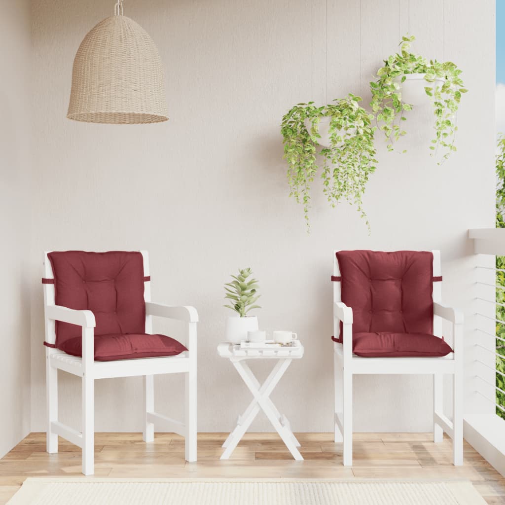 Cuscini Sedia Schiena Bassa 2 pz Rosso Vino Mélange Tessuto | homemem39