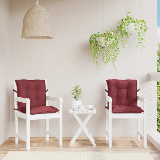 Cuscini Sedia Schiena Bassa 2 pz Rosso Vino Mélange Tessuto