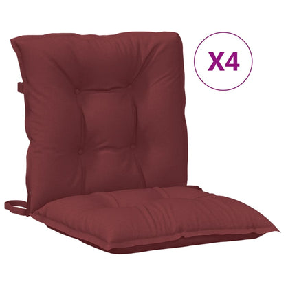 Cuscini Sedia Schiena Bassa 4 pz Rosso Vino Mélange Tessuto | homemem39