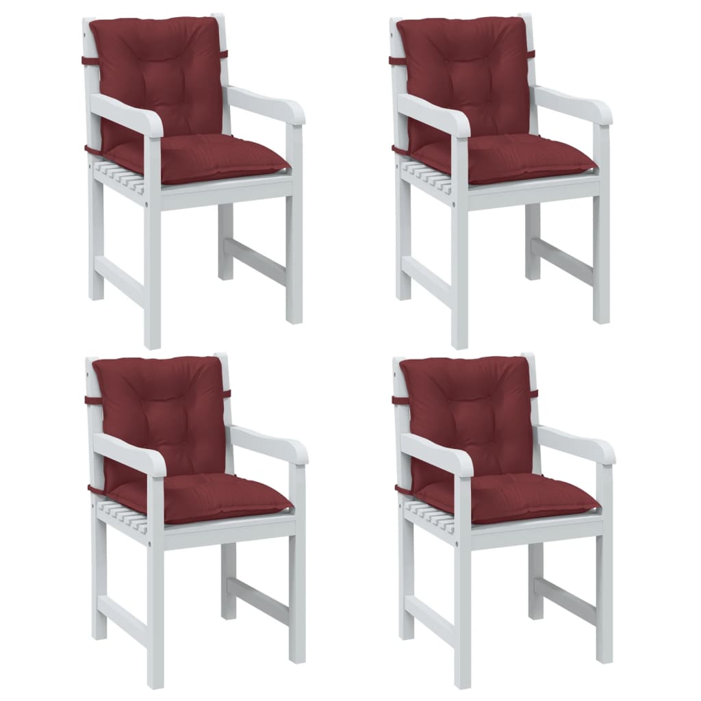 Cuscini Sedia Schiena Bassa 4 pz Rosso Vino Mélange Tessuto | homemem39