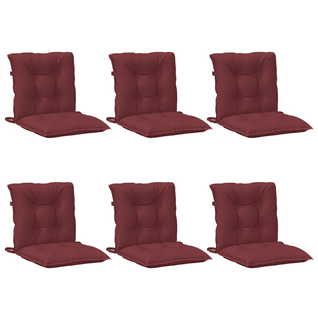 Cuscini Sedia Schiena Bassa 6 pz Rosso Vino Mélange Tessuto | homemem39