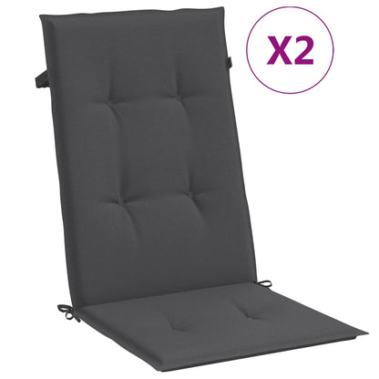 Cuscini Sedia Schiena Alta 2 Antracite Mélange 120x50x4 Tessuto | homemem39