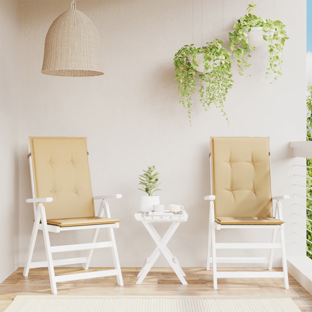 Cuscini Sedia Schiena Alta 2 Beige Mélange 120x50x4 Tessuto | homemem39