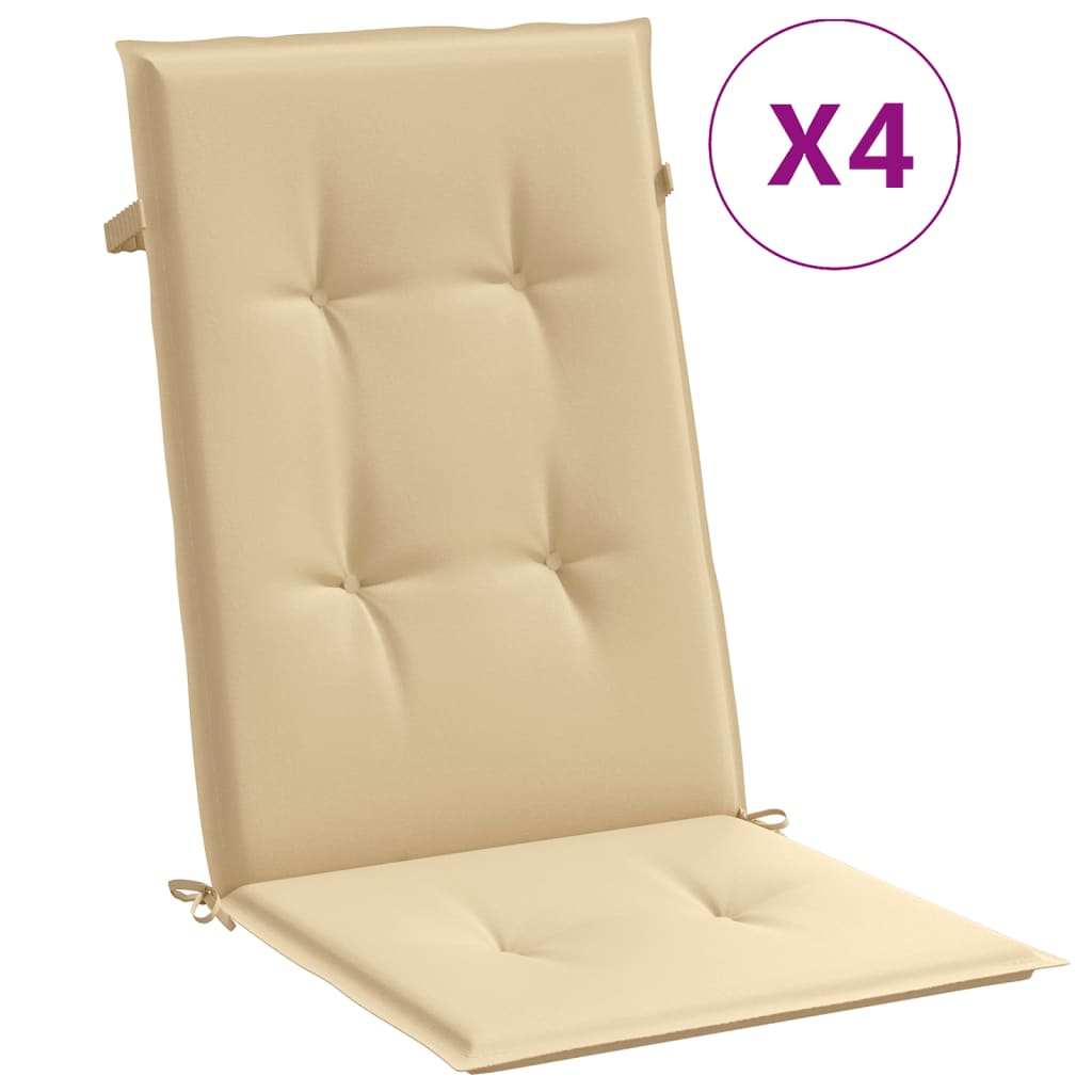Cuscini Sedia Schiena Alta 4 Beige Mélange 120x50x4 Tessuto | homemem39