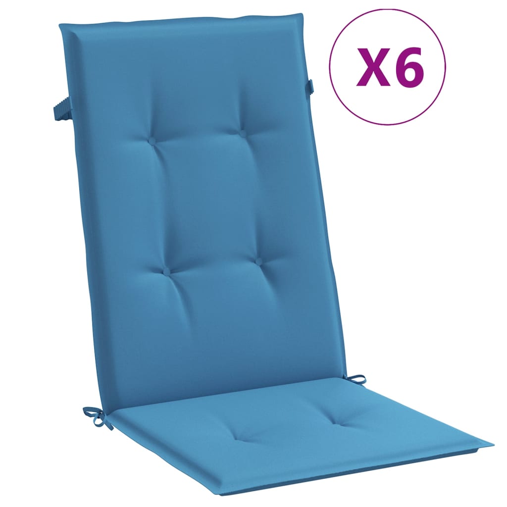 Cuscini Sedia Schiena Alta 6 Blu Mélange 120x50x4 Tessuto | homemem39