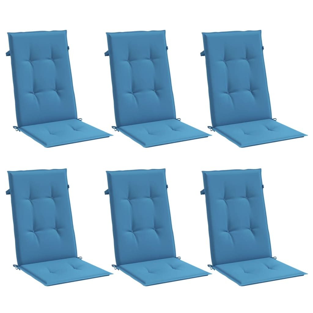 Cuscini Sedia Schiena Alta 6 Blu Mélange 120x50x4 Tessuto | homemem39