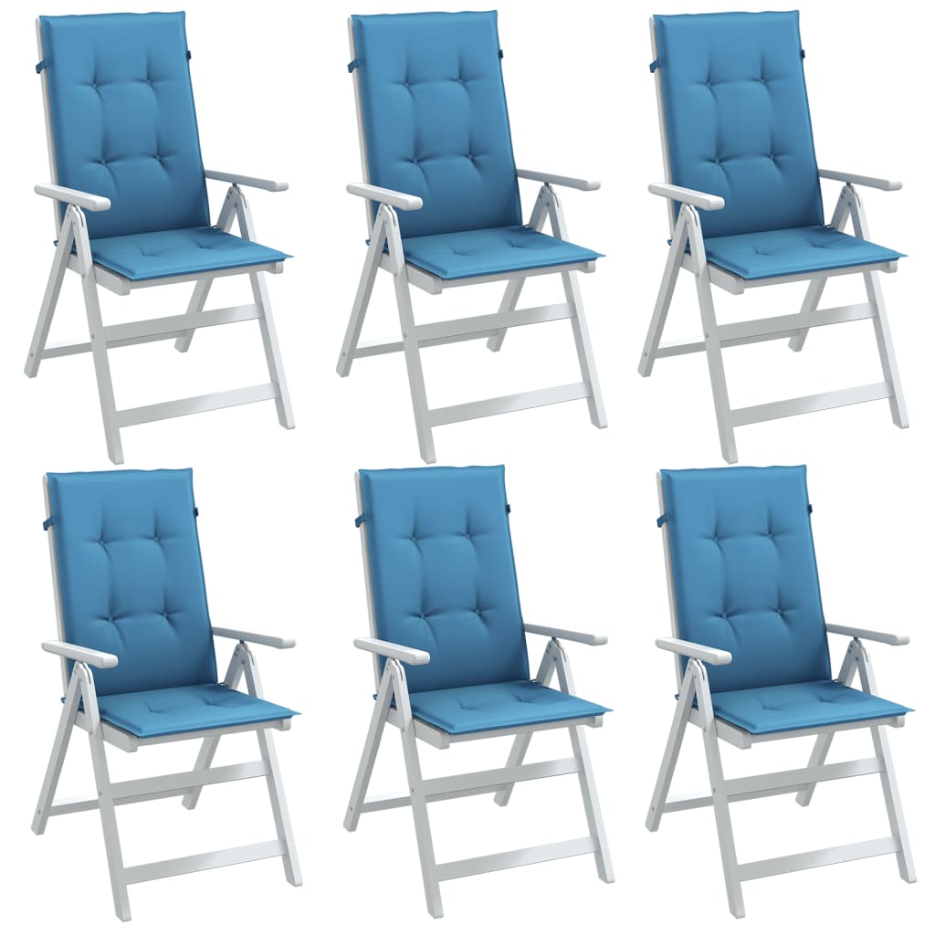 Cuscini Sedia Schiena Alta 6 Blu Mélange 120x50x4 Tessuto | homemem39