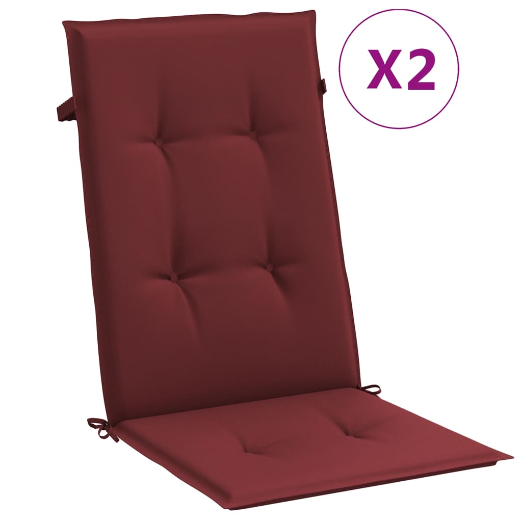 Cuscini Sedia Schiena Alta 2 Rosso Vino Mélange 120x50x4 cm | homemem39