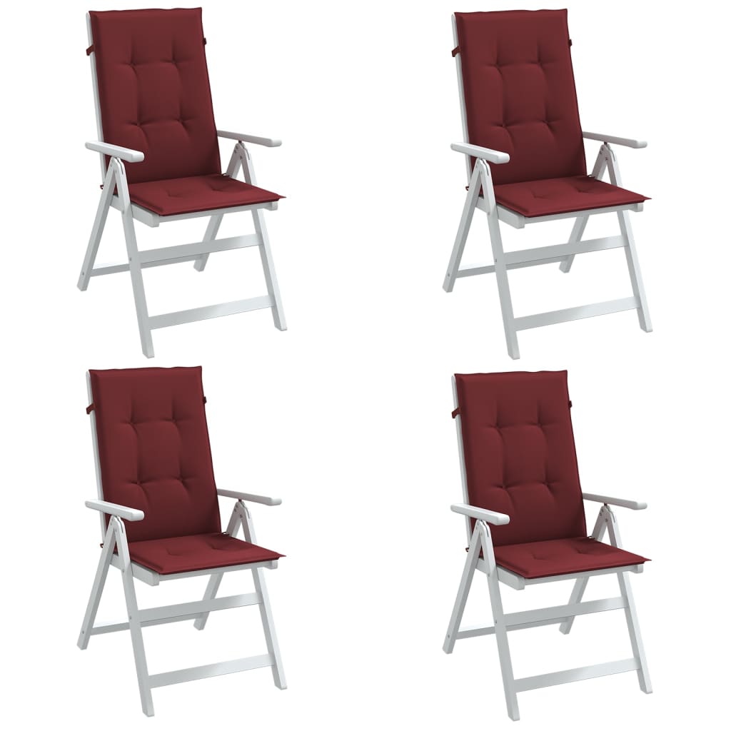 Cuscini Sedia Schiena Alta 4 Rosso Vino Mélange 120x50x4 cm | homemem39