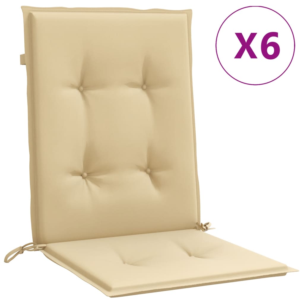 Cuscini Sedia Schiena Bassa 6 pz Beige Mélange 100x50x4 Tessuto | homemem39