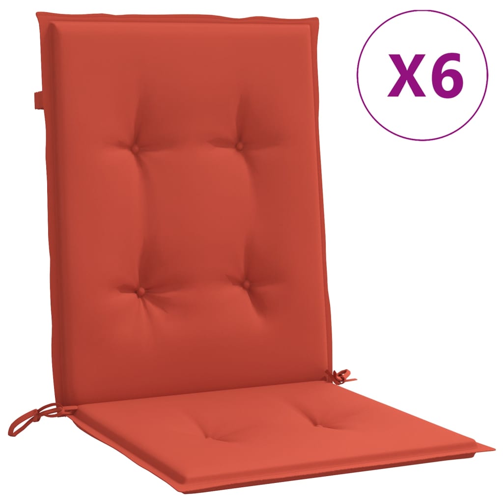 Cuscini Sedia Schiena Bassa 6 pz Rosso Mélange 100x50x4 Tessuto | homemem39