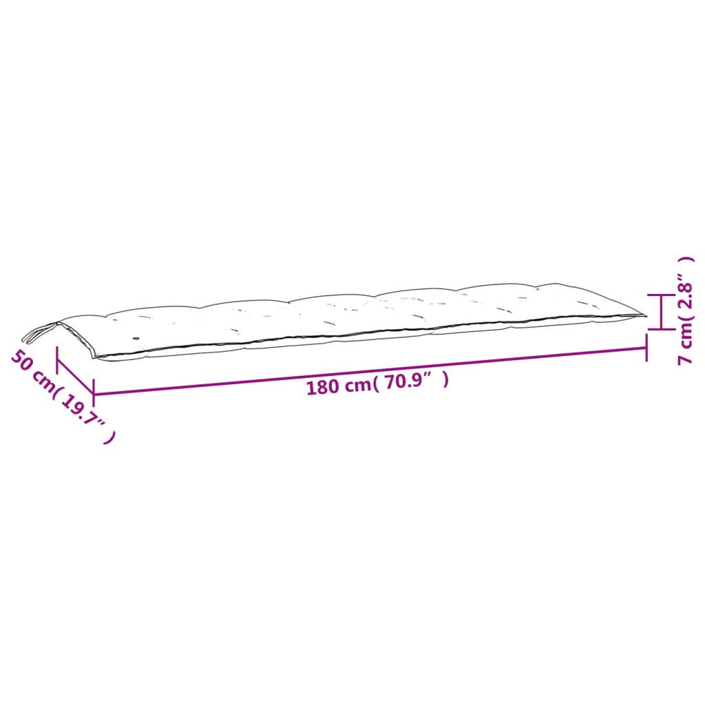 Cuscino Panca da Giardino Rosso Vino Mélange 180x50x7cm Tessuto | homemem39