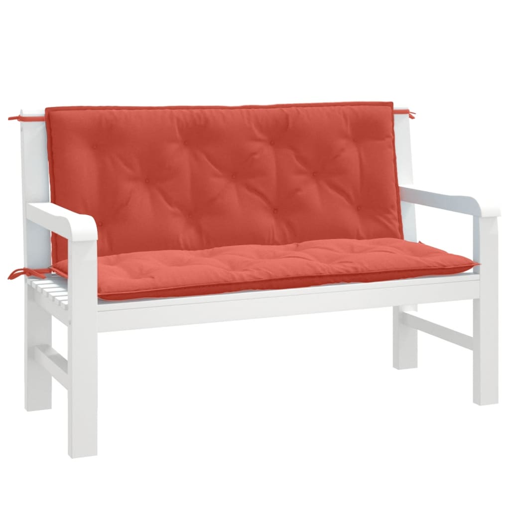 Cuscini Panca Giardino 2pz Rosso Mélange 120x50x7 cm Tessuto | homemem39