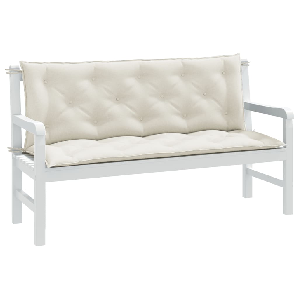 Cuscini Panca Giardino 2pz Crema Mélange 150x50x7 cm Tessuto | homemem39