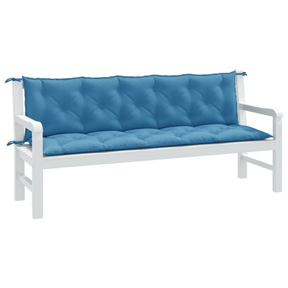 Cuscini Panca Giardino 2pz Blu Mélange 180x50x7 cm Tessuto | homemem39