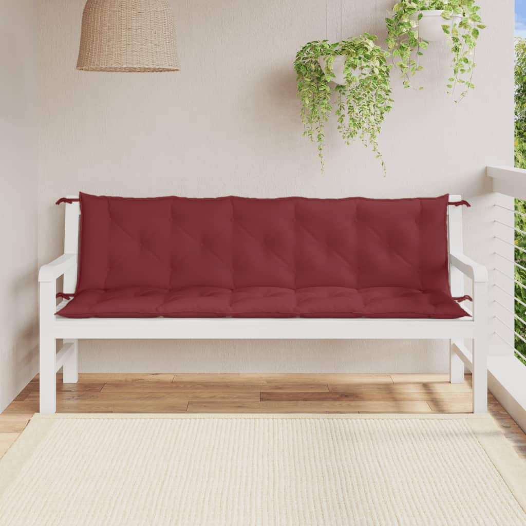 Cuscini Panca Giardino 2pz Rosso Vino Mélange 180x50x7 cm | homemem39