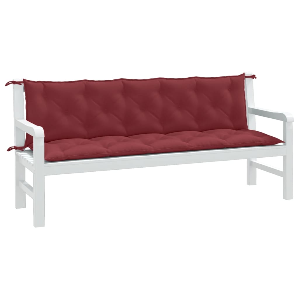 Cuscini Panca Giardino 2pz Rosso Vino Mélange 180x50x7 cm | homemem39