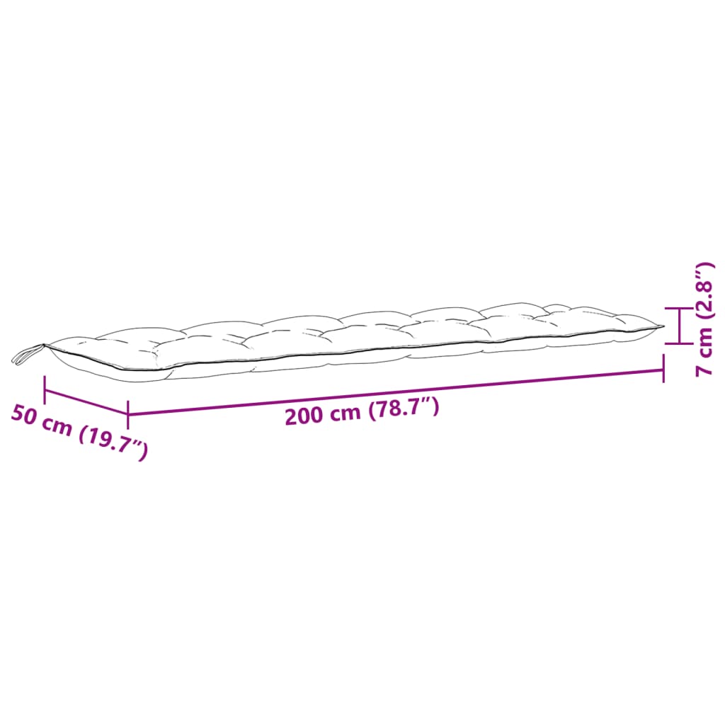 Cuscini Panca Giardino 2pz Grigio Chiaro Mélange 200x50x7 cm | homemem39