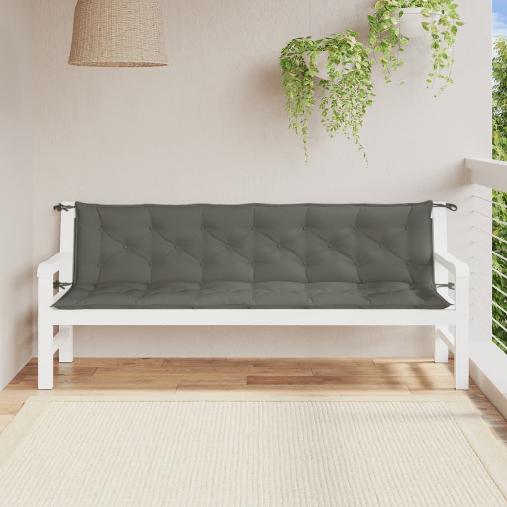 Cuscini Panca Giardino 2pz Grigio Scuro Mélange 200x50x7 cm | homemem39