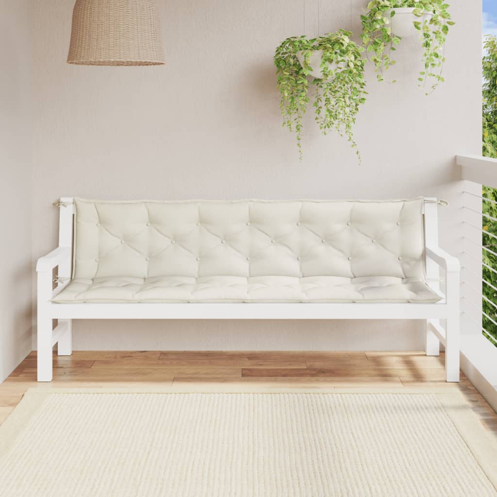 Cuscini Panca Giardino 2pz Crema Mélange 200x50x7 cm Tessuto | homemem39