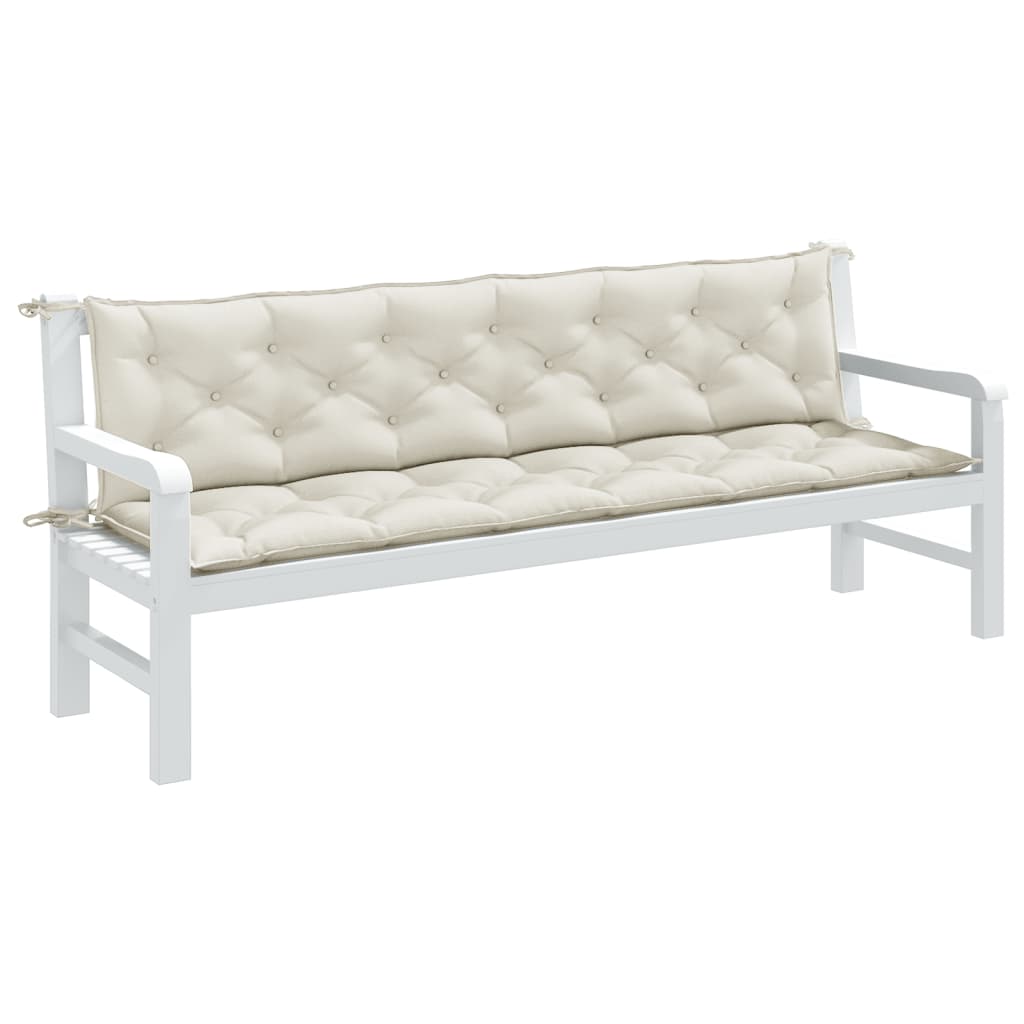 Cuscini Panca Giardino 2pz Crema Mélange 200x50x7 cm Tessuto | homemem39