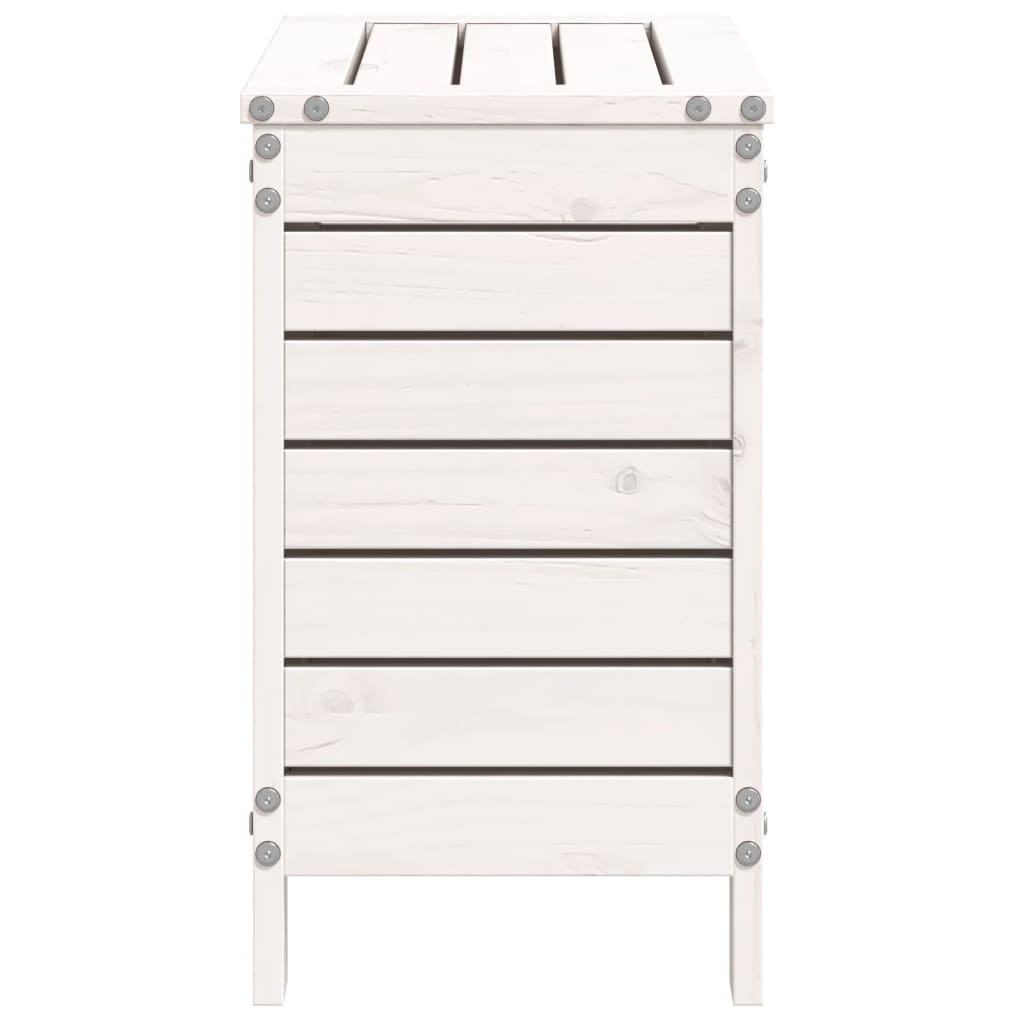 Poggiapiedi da Giardino Bianco 62x31,5x52cm Legno Massello Pino - homemem39