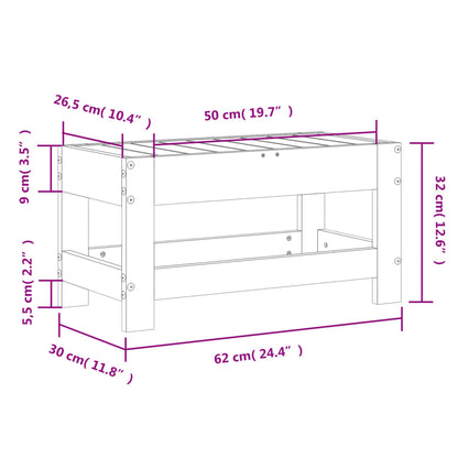 Poggiapiedi da Giardino 62x30x32 cm in Legno Massello di Pino - homemem39